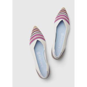 Rothy's | Merino Wool Ivory Stripe Point Flats Shoes 5 NEW